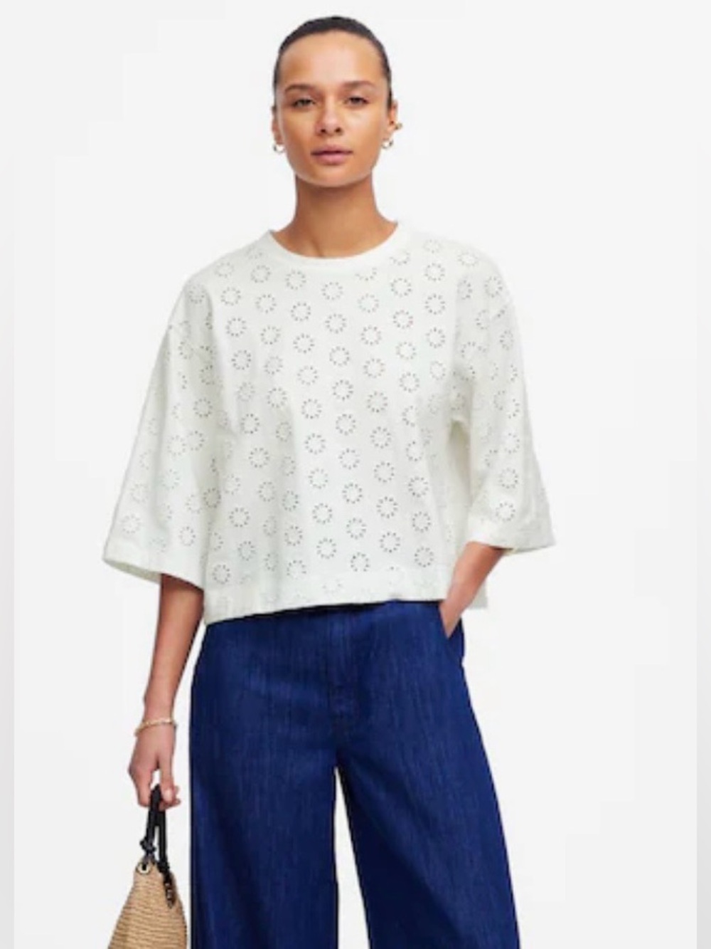 NWT Madewell Embroidered Boxy Tee- Medium